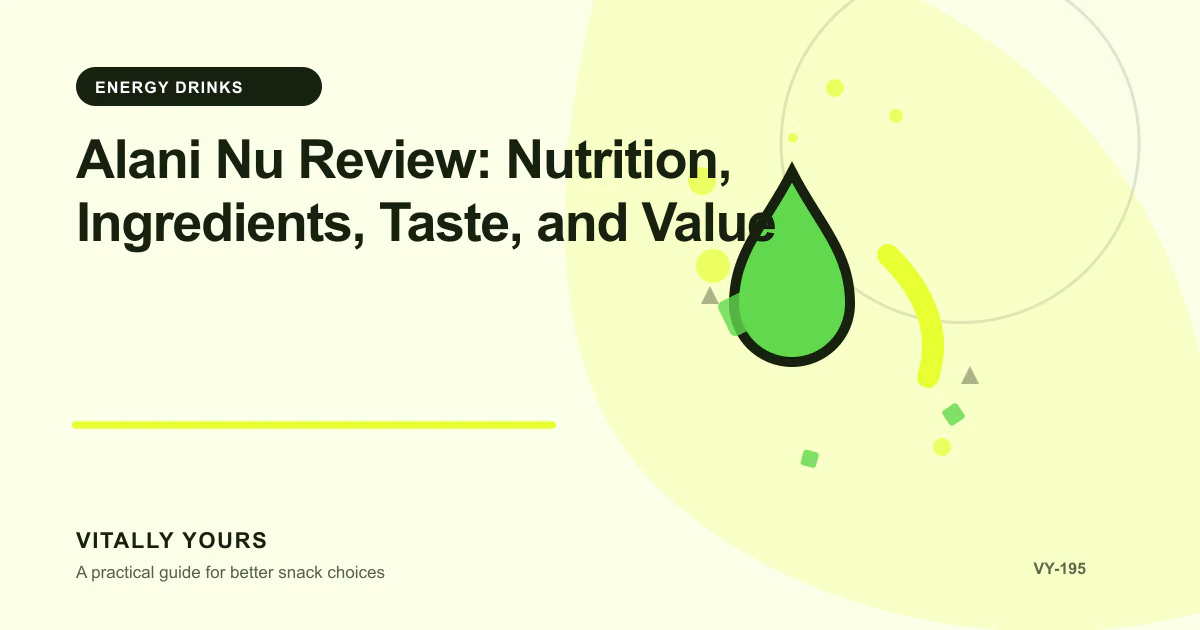 Editorial illustration for Alani Nu Review: Nutrition, Ingredients, Taste, and Value, focused on comparable units, documented costs, waste, service inputs, and uncertainty and the exact regulated wording, serving basis, ingredient order, and omitted context