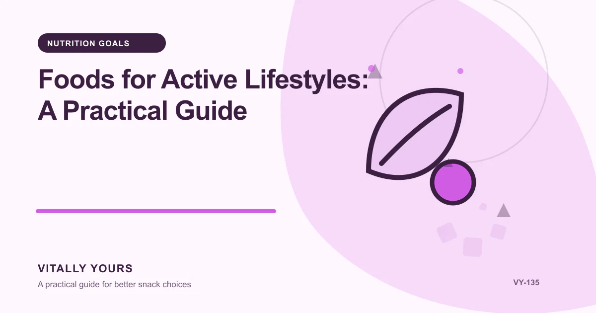 Editorial illustration for Foods for Active Lifestyles: A Practical Guide, focused on purpose, serving context, label evidence, and realistic use