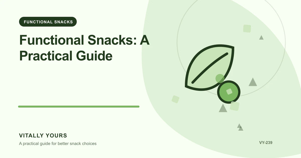 Editorial illustration for Functional Snacks: A Practical Guide, focused on purpose, serving context, label evidence, and realistic use