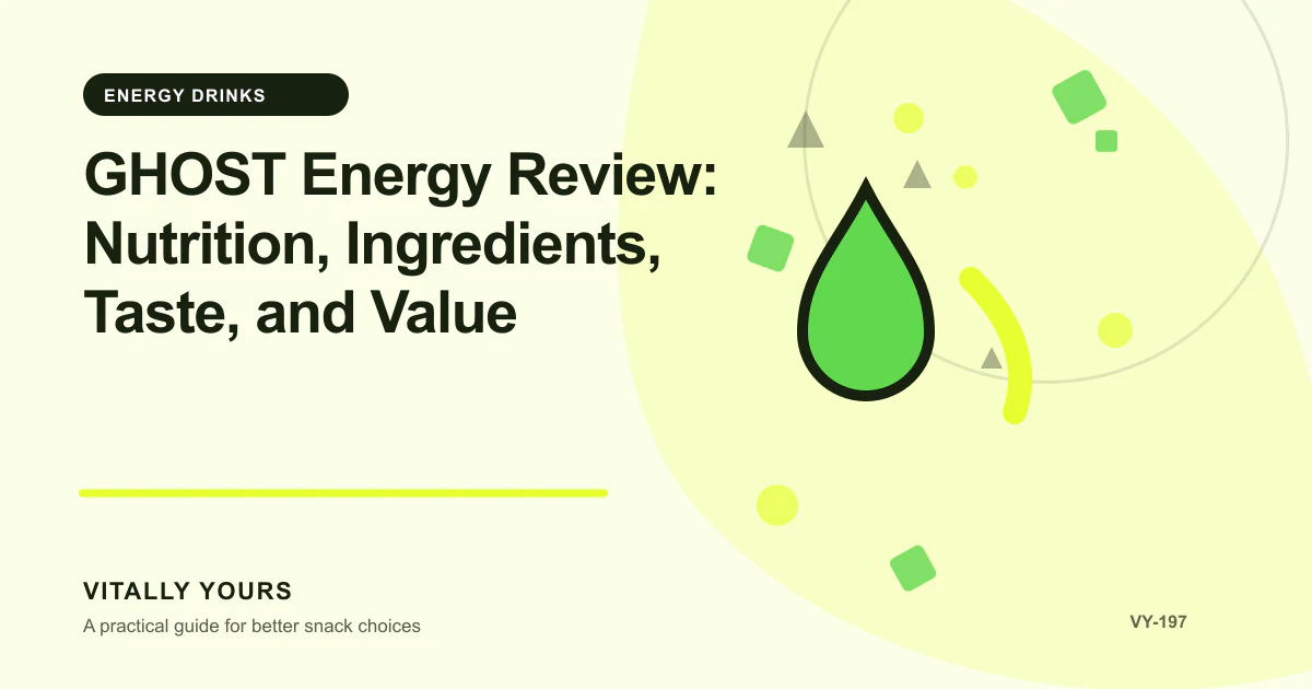 Editorial illustration for GHOST Energy Review: Nutrition, Ingredients, Taste, and Value, focused on comparable units, documented costs, waste, service inputs, and uncertainty and the exact regulated wording, serving basis, ingredient order, and omitted context