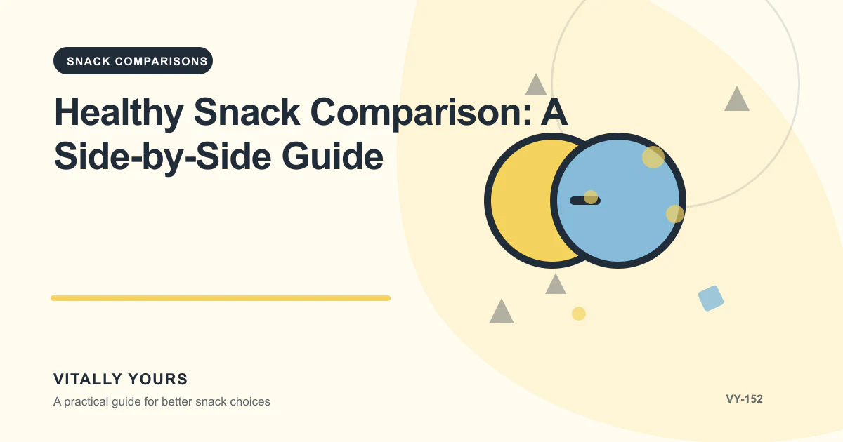 Editorial illustration for Healthy Snack Comparison: A Side-by-Side Guide, focused on matched serving bases, goal-specific tradeoffs, current labels, and a reproducible scoring method