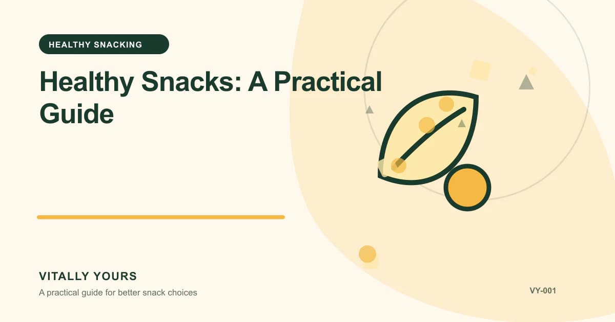 Editorial illustration for Healthy Snacks: A Practical Guide, focused on purpose, serving context, label evidence, and realistic use