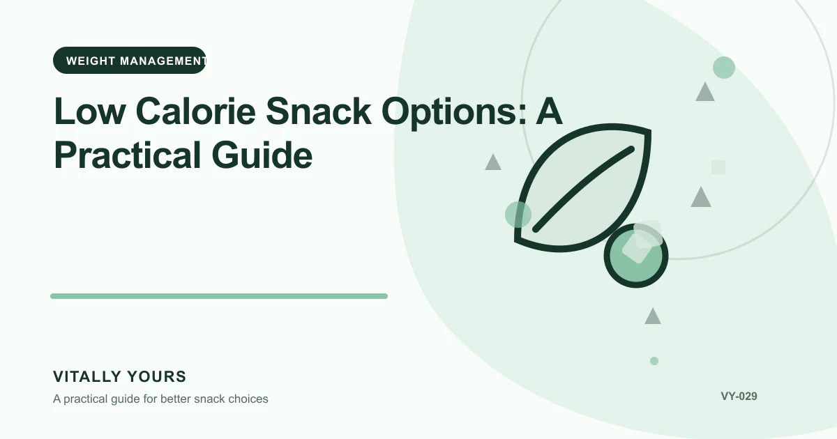 Editorial illustration for Low Calorie Snack Options: A Practical Guide, focused on energy density, portion satisfaction, and the full-day eating pattern