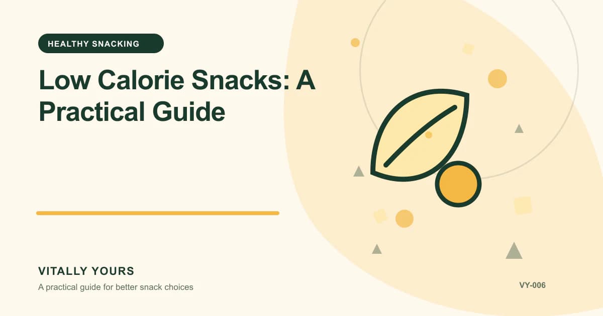 Editorial illustration for Low Calorie Snacks: A Practical Guide, focused on energy density, portion satisfaction, and the full-day eating pattern