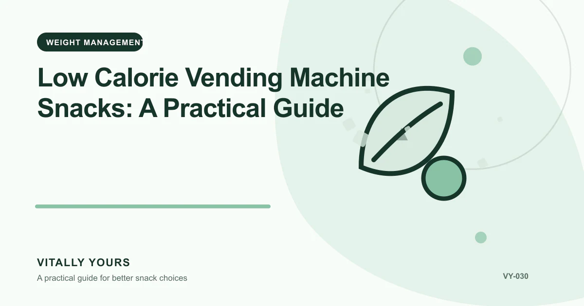 Editorial illustration for Low Calorie Vending Machine Snacks: A Practical Guide, focused on energy density, portion satisfaction, and the full-day eating pattern and user demand, slot-level performance, access, service reliability, and dietary variety