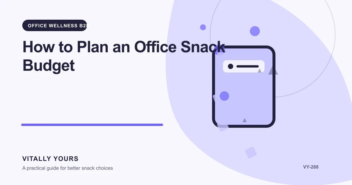 Editorial illustration for How to Plan an Office Snack Budget, focused on comparable units, documented costs, waste, service inputs, and uncertainty and user demand, slot-level performance, access, service reliability, and dietary variety