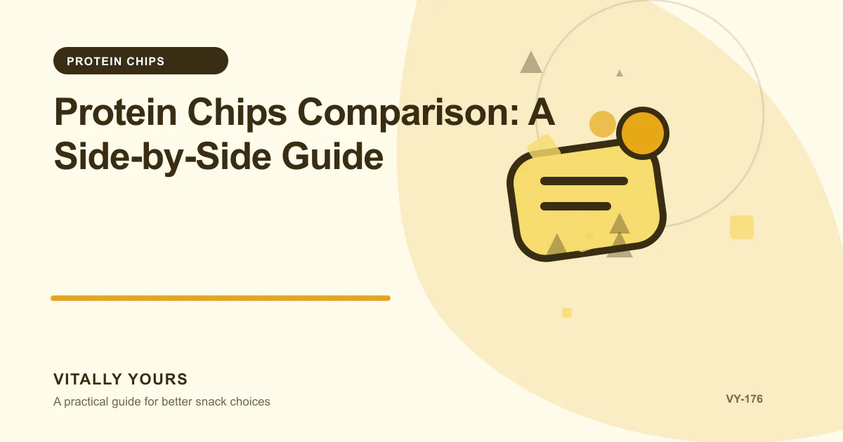 Editorial illustration for Protein Chips Comparison: A Side-by-Side Guide, focused on protein contribution, protein source, and the rest of the serving, sodium per serving, actual portions, protein, and the surrounding meal pattern, and matched serving bases, goal-specific tradeoffs, current labels, and a reproducible scoring method