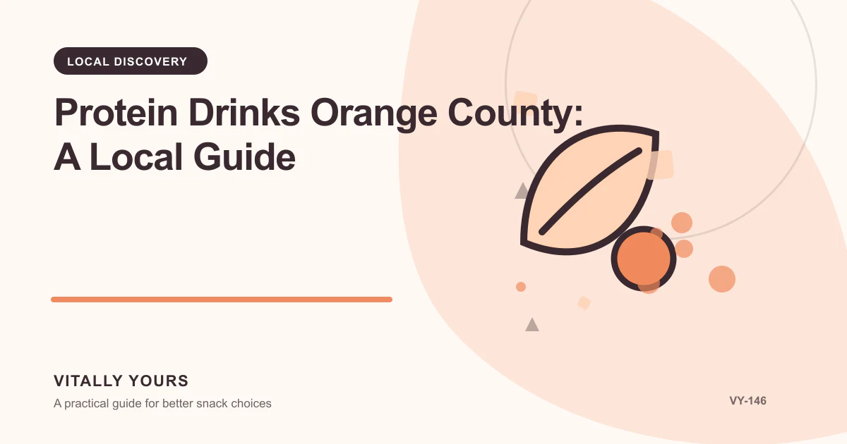 Editorial illustration for Protein Drinks Orange County: A Local Guide, focused on protein contribution, protein source, and the rest of the serving and current local availability, verified service coverage, venue access, and direct confirmation