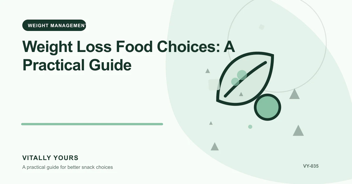Editorial illustration for Weight Loss Food Choices: A Practical Guide, focused on energy density, portion satisfaction, and the full-day eating pattern